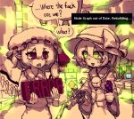  2girls barrel commentary english_text error.mdl fang flandre_scarlet gameplay_mechanics garry's_mod gm_construct_(garry's_mod) green_eyes gun hair_between_eyes hat hat_ribbon holding holding_gun holding_weapon komeiji_koishi looking_at_another missing_texture_(source) mob_cap multiple_girls open_mouth parody profanity rampa93 red_eyes ribbon short_hair skin_fang smile speech_bubble third_eye touhou weapon 