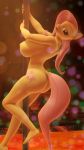  3d_(artwork) 9:16 absurd_res anthro big_breasts big_butt breasts butt cutie_mark dancing digital_media_(artwork) equid equine female fluttershy_(mlp) friendship_is_magic hi_res ludwigspectre mammal my_little_pony nude pole pole_dancing solo yellow_body 