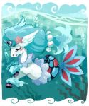  artsy-theo blush_stickers commentary creature english_commentary eyelashes full_body fusion galarian_form galarian_ponyta gen_3_pokemon gen_7_pokemon gen_8_pokemon horn milotic no_humans pokemon pokemon_(creature) primarina signature smile solo underwater water 