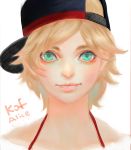  1girl alice_garnet_nakata blonde_hair closed_mouth green_eyes hat k.c looking_at_viewer short_hair simple_background smile solo the_king_of_fighters the_king_of_fighters_xiv white_background 