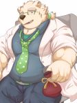  2020 anthro bag belly chair clothing eyewear fur furniture glasses hi_res humanoid_hands kemono leib_(tas) m0000rgn male mammal moobs overweight overweight_male polar_bear sitting smile solo tokyo_afterschool_summoners ursid ursine video_games white_body white_fur 