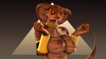 16:9 3d_(artwork) anthro armor big_breasts black_sclera breasts brown_body brown_scales choker clothed clothing cobra digital_media_(artwork) female gauntlets gloves gold_(metal) gradient_background green_eyes handwear hi_res jewelry looking_at_viewer necklace nipples nude nude_anthro nude_female one_eye_closed partially_clothed petruz_(copyright) reptile scales scalie simple_background snake snake_(petruz) solo source_filmmaker_(artwork) thevestige topless widescreen wink winking_at_viewer