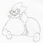  alphys anthro anus beady_eyes big_breasts big_butt breasts buckteeth butt butt_focus eyewear female foreshortening genitals glasses hi_res kneeling looking_at_viewer looking_back non-mammal_breasts nude pussy rear_view reptile scalie short_stack solo team_pervy teeth thick_tail thick_thighs undertale video_games wide_hips 