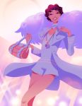  bag black_hair carnet_(pokemon) collarbone commentary english_commentary eyeliner eyeshadow flat_chest handbag highres looking_at_viewer makeup nnchan pokemon pokemon_(game) pokemon_xy short_hair smile solo standing white_background white_theme 