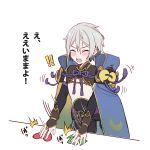  1boy blush bongo_cat chinese_armor chinese_clothes closed_eyes csyko fate/grand_order fate_(series) gao_changgong_(fate) grey_hair hair_between_eyes highres male_focus meme no_mask short_hair silver_hair slam 