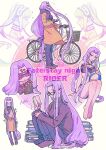  3girls absurdly_long_hair artist_name ball beachball bicycle bikini black_bikini black_gloves black_pants black_socks black_sweater blindfold book book_stack bow bracelet braid brown_coat character_name chibi closed_mouth coat copyright_name criss-cross_halter emiya-san_chi_no_kyou_no_gohan euryale_(fate) eyes_visible_through_hair facial_mark fate/stay_night fate_(series) forehead_mark full_body glasses gloves hair_bow hal_(haaaalhal) halterneck highres holding holding_ball holding_beachball holding_vase invisible_chair jewelry knees_up legs_together long_hair long_sleeves looking_at_viewer low-tied_long_hair medusa_(fate) medusa_(rider)_(fate) multiple_girls official_alternate_costume open_book outline pants polishing purple_bow purple_eyes purple_hair purple_scarf scarf sidelocks signature single_braid sitting socks sparkle stheno_(fate) sweater swimsuit turtleneck turtleneck_sweater twitter_username vase very_long_hair watermark white_outline 