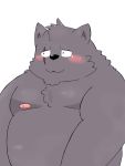  2020 3:4 anthro belly black_nose blush brooz canid canine canis domestic_dog hi_res ishuzoku_reviewers kemono male mammal moobs nipples overweight overweight_male scar simple_background solo suke_05137 white_background 