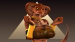 16:9 3d_(artwork) anthro armor big_breasts black_sclera bra breasts brown_body brown_scales choker cleavage clothed clothing cobra digital_media_(artwork) female gauntlets gloves gold_(metal) gradient_background green_eyes handwear hi_res jewelry looking_at_viewer necklace one_eye_closed petruz_(copyright) reptile scales scalie simple_background snake snake_(petruz) solo source_filmmaker_(artwork) thevestige topwear underwear widescreen wink winking_at_viewer