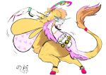 absurd_res alien anthro anthrofied bell big_breasts bikini bodily_fluids breasts bucket chain cheek_tuft claws clothing colored_nails container creatures_of_sonaria cuffed_wrists duo ear_piercing ear_ring eyeshadow facial_tuft female fluffy fluffy_tail fur fuzzy heart_clothing heart_symbol hi_res hooves horn huge_breasts long_claws long_nails long_tongue looking_at_viewer makeup mammal mostly_nude nachtskinhren nails neck_tuft open_mouth overweight overweight_anthro overweight_female painted_claws piercing pubes puffwump question_mark red_hooves ring_piercing roblox saliva saliva_on_tongue simple_background size_difference smile solo_focus standing swimwear tail thick_thighs tongue tongue_out tuft two-piece_swimsuit walking white_background yellow_body yellow_fur yobaba