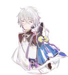  1boy ^_^ chinese_clothes closed_eyes csyko fate/grand_order fate_(series) gao_changgong_(fate) grey_hair hair_between_eyes highres male_focus short_hair silver_hair sketch smile solo white_hair 