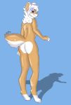  2020 anthro big_butt blush butt cricetid fur girly hair hamster hi_res looking_at_viewer looking_back male mammal nammers nammers_calavera nude orange_body orange_fur paws presenting purple_eyes rodent simple_background smile solo tongue white_body white_fur white_hair 