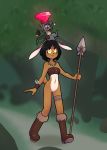  bottomless clothed clothing female forest hi_res lagomorph leporid male mammal melee_weapon mouse murid murine nekuzx polearm rabbit rodent spear tree weapon 