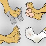  2019 3_toes anthro canid canine canis claws clothed clothing clyde_wolf digital_media_(artwork) duo feet fingers foot_fetish foot_play fur legwear mammal pawpads paws simple_background sketch socks toe_claws toes 