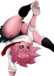  ashido_mina big_breasts black_sclera breasts clothing female hi_res horn horned_humanoid humanoid lyn_nyl my_hero_academia panties pink_body pink_skin simple_background solo underwear upside_down upskirt white_background 