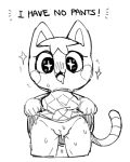  animal_crossing anthro blush bodily_fluids bottomless clothed clothing domestic_cat felid feline felis female fur genitals looking_at_viewer mammal monochrome nintendo open_mouth presenting presenting_pussy pussy rosie_(animal_crossing) simple_background solo star-rod sweat text video_games white_background 