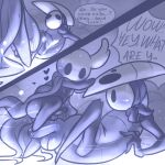 1:1 adult_on_young age_difference aipeco18 arthropod balls blush comic dialogue english_text erection genitals heart_symbol hi_res hollow_knight humanoid_genitalia humanoid_penis imminent_sex looking_at_genitalia looking_at_penis male male/male non-mammal_balls nonbinary_(lore) older_male partially_submerged penis quirrel_(hollow_knight) team_cherry text the_knight_(hollow_knight) vessel_(species) young young_male