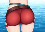  1girl ass ass_focus atelier_(series) atelier_ryza belt close-up commentary_request euforia from_behind lower_body red_shorts reisalin_stout short_shorts shorts solo sparkle trefoil water 