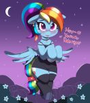  &lt;3 &lt;3_eyes absurd_res blush clothing dialogue dress ear_piercing ear_ring equid equine female feral flower friendship_is_magic hi_res jewelry legwear mammal moon my_little_pony necklace night pabbley piercing plant pterippus rainbow_dash_(mlp) solo star thigh_highs wide_hips wings 