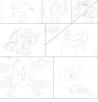  animal_genitalia araphre_(artist) avian bodily_fluids claws cloaca comic crema_(company) genitals hi_res internal male male/male monochrome penetration penis pheromones raised_tail temtem temtem_(species) unfinished video_games zephyruff 