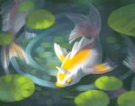  alternate_color commentary creature english_commentary fish fish_focus full_body gen_1_pokemon goldeen horn looking_away nnchan no_humans pokemon pokemon_(creature) ripples shiny_pokemon solo swimming water 