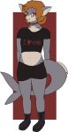  absurd_res belly boots bottomwear choker clothed clothing crop-top fish footwear hi_res jewelry marine necklace shark shirt shorts topwear unknown_artist 