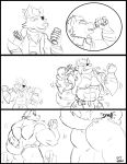  anthro black_nose canid canine canis clothed clothing comic fully_clothed gloves growth handwear macro male mammal monochrome muscle_growth nintendo star_fox torn_clothing video_games wolf wolf_o&#039;donnell 