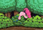 butt digital_media_(artwork) equid equine female feral forest friendship_is_magic hasbro horse mammal my_little_pony pinkie_pie_(mlp) pixel_(artwork) plant pony ruanshi shrub solo stuck tree
