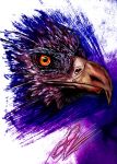  2018 absurd_res ambiguous_gender avian beak bird blue_body blue_feathers check_(artist) digital_media_(artwork) eyebrows feathers hi_res looking_at_viewer mixed_media orange_eyes pink_body pink_feathers purple_body purple_feathers red_eyes simple_background smaller_version_at_source solo traditional_media_(artwork) white_background yellow_beak yellow_eyes 