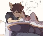 absurd_res animal_genitalia anthro athletic athletic_anthro athletic_male balls bed big_balls canid canine claws deer dragon duo eyes_closed flared_penis fur furniture furred_dragon furred_scalie genitals hi_res hybrid kyzermutt male male/male mammal mythological_creature mythological_scalie mythology nude pawpads penis praise scalie sheath spread_legs spreading unit_04 unit_no04 urethra