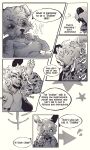 3:5 absurd_res angry anthro beast_are_not_human claws clothed clothing comic dialogue digital_media_(artwork) duo english_text esperanza_(beastarenothuman) female frustrated frustration fur gabriel_(beastarenothuman) greyscale hair hi_res hoodie japanese_text lagomorph leporid looking_at_viewer male mammal manga_style monochrome pose procyonid rabbit raccoon sharp_teeth simple_background smokedsoul35 speech_bubble standing sweater teeth text topwear
