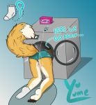 2025 anthro balls brown_toes butt butt_focus canid canine clothing feet foot_fetish footwear fox fur genitals hi_res male mammal meme meme_pose orange_body orange_fur paws_in_socks simple_background socks solo stuck tail toes vulume wet wet_body wet_clothing white_feet yugo_(vulume)
