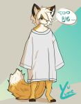 2025 anthro blonde_hair brown_eyes brown_toes canid canine clothed clothing digital_drawing_(artwork) digital_media_(artwork) feet fox fur hair hi_res kemono_style male mammal meme paws shirt solo t-shirt toes topwear vulume white_clothing white_shirt white_t-shirt white_topwear yugo_(vulume)