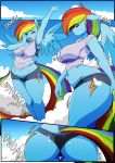  2020 absurd_res anthro bottomwear butt clothing cutie_mark equid equine female friendship_is_magic growth hi_res macro mammal my_little_pony pterippus rainbow_dash_(mlp) shorts vale-city wings 