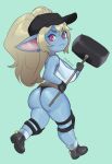  2020 big_breasts blonde_hair breasts butt clothing female hair hammer hat headgear headwear humanoid league_of_legends poppy_(lol) red_eyes riot_games solo tools video_games yordle 