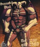  2_horns abs anthro barazoku belt big_muscles big_penis bone brick_wall clothing clothing_aside demon duel_monster elfein erection fangs foreskin genitals hat headgear headwear hi_res horn huge_muscles huge_penis huge_thighs humanoid leather leather_clothing leather_daddy leather_hat leather_headgear leather_headwear leather_thong leather_underwear looking_at_viewer male manly monster muscular muscular_anthro muscular_arms muscular_legs muscular_male muscular_thighs penis seductive sharp_teeth skull skull_head smoking solo spiked_thong spiked_underwear spikes summoned_skull teasing teeth thick_arms thick_penis thick_thighs thong undead underwear underwear_aside vein veiny_penis wall_(structure) wings yellow_eyes yellow_sclera yu-gi-oh! 