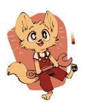  2020 ambiguous_gender anthro arctic_fox barefoot canid canine cheek_tuft clothed clothing cub cute_fangs disney facial_tuft fox fuel_(artist) head_tuft holding_object looking_at_viewer mammal neck_tuft on_one_leg open_mouth open_smile orange_theme overalls pawpads red_background simple_background skye_(zootopia) smile solo standing tools tuft white_background wrench young zootopia 