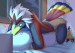 abdl absurd_res adult_baby ageplay animal_humanoid anthro avian avian_feet avian_humanoid beak bed bib bodily_fluids braviary cloth_diaper clothed clothing cloud computer diaper diaper_fetish diaper_humping diaper_use electronics endoudouhu fan_character fastener feathered_wings feathers feet furniture generation_5_pokemon genital_fluids grinding hi_res hug hugging_object hugging_pillow humanoid humping humping_diaper illuminated infantilism laptop light looking_at_computer looking_at_laptop looking_at_object looking_at_porn looking_pleasured male masturbation moonlight multicolored_body nado_soarian night nintendo pillow pillow_humping pokemon pokemon_(species) pokemorph pornography raised_tail roleplay shadow sigh sighing solo star tail tail_feathers talons toes unclean_diaper urine used_diaper using_diaper watching_video wearing_diaper wet_diaper wetting wetting_diaper window wings