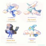  bird bird_focus character_name commentary creature english_commentary english_text flying full_body fusion highres multiple_fusions no_humans onemegawatt pokemon pokemon_(creature) shadow tumblr_username 