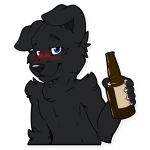  1:1 alcohol alpha_channel beer beverage bird_dog black_body black_fur blue_eyes canid canine canis cub domestic_dog fur hunting_dog labrador male mammal retriever simple_background sticker transparent_background xanthe_(artist) xanthewolf young 