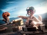 2025 3d_(artwork) 4:3 5_fingers abrams_(tank) aircraft airplane anthro armor armored_vehicle battle binoculars camo camo_clothing camo_jacket camo_print canid canine claws clothing digital_media_(artwork) dog_tags electronics explosion female fingers footprint fox fur furgonomic_headwear furgonomics gesture green_eyes gun headgear headphones helmet jet katie_(maxkore) machine_gun mammal markings maxkore military military_uniform military_vehicle outside pattern_clothing pawprint pawprint_(marking) raised_tail ranged_weapon signature solo tail tan_body tan_fur tank_(vehicle) uniform vehicle war weapon