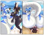 absurd_res anthro arctic_fox arctic_wolf areola armpit_hair bat beach big_breasts big_butt black_areola black_lips black_nipples blonde_highlights blue_body blue_fur blue_pubes blue_tongue blush bodily_fluids body_hair breasts butt canid canine canis charlotte_corvinus_(charliecorvinus) choker coffe_hybrid coffehybrid dark_body dark_fur dark_hair domestic_cat duo ear_piercing excessive_saliva facesitting facial_piercing fangs felid feline felis female female/female fox fur hair hi_res highlights_(coloring) holding_another huge_breasts hybrid jewelry lalonchera22 larger_female leaf-nosed_bat lifting_another lips long_tongue looking_at_another looking_pleasured lower_lip mammal megabat microbat multicolored_body multicolored_fur multicolored_hair navel necklace nipples nose_piercing nude open_mouth piercing pubes raised_tail saliva sitting_on_another size_difference smaller_female sweat tail tail_motion tailwag teeth thick_thighs tongue tongue_out true_fox two_tone_body two_tone_fur two_tone_hair vampire_bat white_body white_fur wolf yangochiropteran yellow_eyes