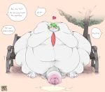  &lt;3 anthro arkveveen_(artist) balls belly big_belly big_butt blush bodily_fluids butt cum english_text erection gardevoir genital_fluids genitals hair humanoid humanoid_genitalia humanoid_penis male moobs morbidly_obese navel nintendo not_furry obese overweight penis pok&eacute;mon pok&eacute;mon_(species) simple_background solo text theguy12345 thick_thighs video_games wide_hips 