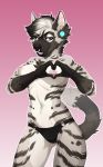  2020 anthro areola bastika black_nose breasts clothed clothing digital_media_(artwork) eyebrows eyelashes facial_piercing female hi_res hyaenid looking_at_viewer mammal navel nipple_piercing nipples nose_piercing nose_ring piercing smile solo standing striped_hyena topless 