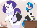  ! &lt;3 4:3 anthro big_breasts blush book breasts cleavage clothed clothing duo equid feather_duster female friendship_is_magic horn kikiluv maid_uniform mammal my_little_pony one_eye_closed raised_tail seductive unicorn uniform vinyl_scratch_(mlp) wink 