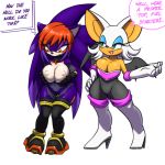 1:1 android anthro big_breasts boots breasts chiropteran cleavage clothed clothing curvaceous curvy_figure dialogue duo english_text eulipotyphlan fan_character female footwear fully_clothed furball gloves green_eyes hair handwear hedgehog high_heels holding_breast machine mammal nipple_outline orange_eyes orange_hair purple_body purple_hair robot rouge_the_bat seven_(furball) shoes smile sonic_the_hedgehog_(series) speech_bubble standing text tight_clothing voluptuous white_hair wide_hips wings 
