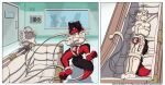 2019 4_toes ambiguous_gender animate_inanimate anthro arms_tied artist_name asylum balls bdsm black_body black_ears black_fur black_hair black_legs black_pawpads black_snout bondage border bound canid canine chastity_cage chastity_device chest_(container) clenched_teeth closing_door digital_drawing_(artwork) digital_media_(artwork) door feet fox fullbody_straitjacket fur genitals group hair inside kemira keypad legs_tied magic_bondage male mammal metal_chastity_cage multicolored_body multicolored_fur observation_window oni_(thatonefurr) padded_room pawpads red_balls red_body red_eyes red_fur red_hair_tips red_legs restrained_by_magic restraints sensory_deprivation sensory_deprivation_hood silhouette spread_legs spreading story story_in_description straitjacket strapped strapped_down straps teeth text toes two_tone_body two_tone_fur two_tone_legs url white_border