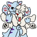 abdominal_bulge anthro canid canine carrying_another carrying_partner carrying_position changed_(video_game) duo low_res male male/male mammal mushroomwolf squid_dog_(changed) thumbnail