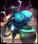 anthro balls big_breasts big_penis black_body blue_body blue_skin breasts dnp101 dragon erection genitals gynomorph halloween hi_res holidays huge_breasts huge_penis humanoid_genitalia humanoid_penis hyper hyper_breasts hyper_genitalia hyper_penis intersex magic_user mythological_creature mythological_scalie mythology nightshade_(dragonofdarkness1992) nipples nude penis scalie solo tail thick_thighs witch