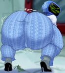 absurd_res anthro big_butt blurred_background butt clothed clothing duo extreme_size_difference female footwear forbidden_pants hi_res high_heels humanoid karen_plankton machine male male/female marine micro nickelodeon plankton_(species) rear_view robot robot_humanoid screen screen_face sheldon_j._plankton shoes size_difference spongebob_squarepants teenagebratwurst twerking
