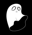 2021 absurd_res ambiguous_gender armless black_and_white black_background black_eyes bodily_fluids crying english_description espyfur flat_colors ghost hi_res legless monochrome napstablook open_mouth pupils simple_background solo spirit tears tongue undertale undertale_(series) white_body white_pupils white_tongue